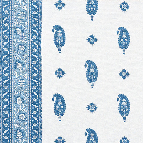 Schumacher Ojai Paisley Indigo Fabric - Eade's Wallpaper