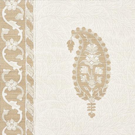 Schumacher Ojai Paisley Neutral Fabric - Eade's Wallpaper