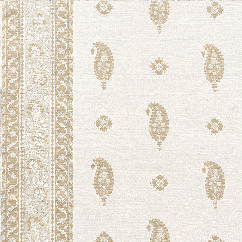 Schumacher Ojai Paisley Neutral Fabric - Eade's Wallpaper