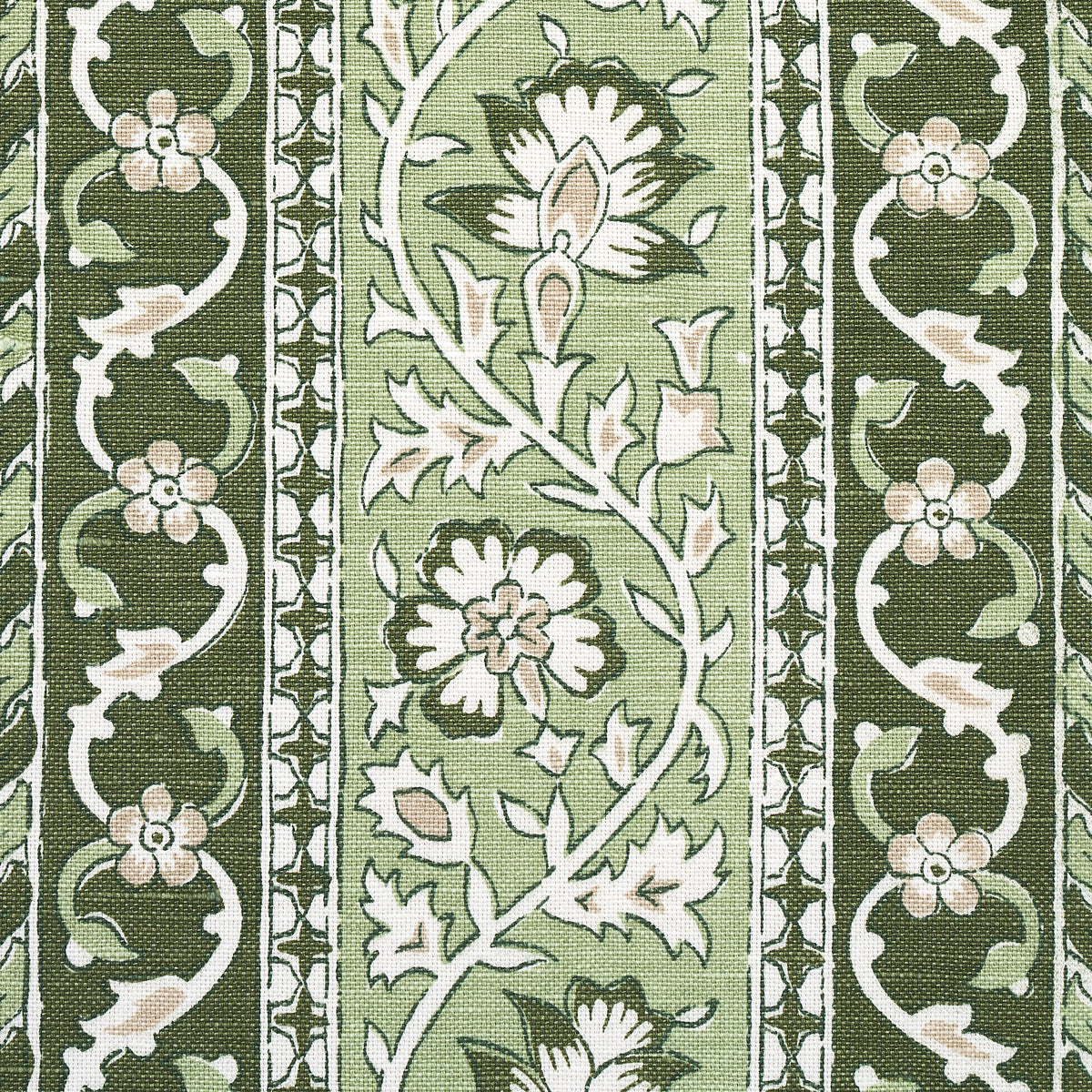 Schumacher Ojai Paisley Leaf Green Fabric - Eade's Wallpaper