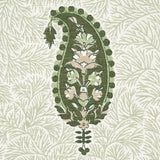 Schumacher Ojai Paisley Leaf Green Fabric - Eade's Wallpaper