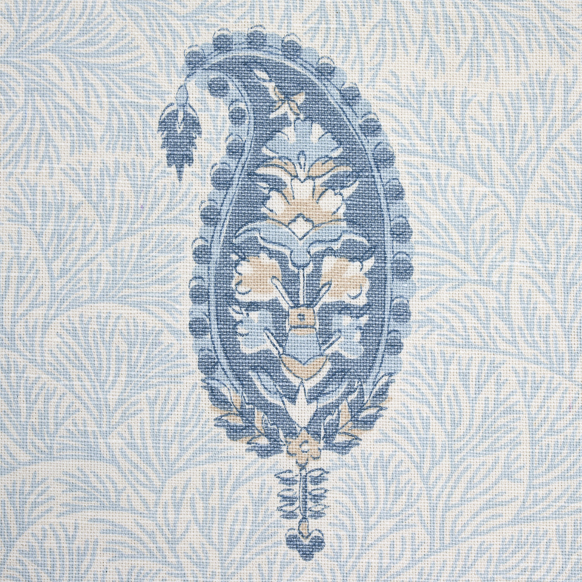 Schumacher Ojai Paisley China Blue Fabric - Eade's Wallpaper