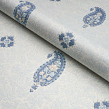 Schumacher Ojai Paisley China Blue Fabric - Eade's Wallpaper