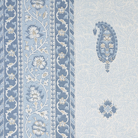 Schumacher Ojai Paisley China Blue Fabric - Eade's Wallpaper