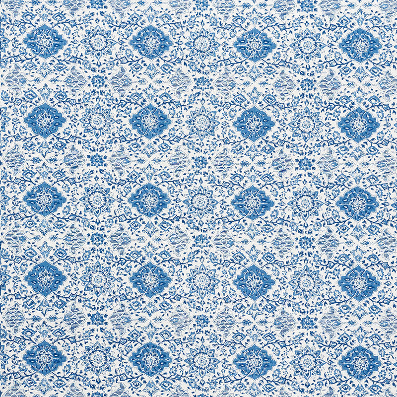 Schumacher Montecito Floral Indigo Fabric - Eade's Wallpaper