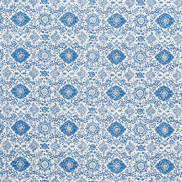 Schumacher Montecito Floral Indigo Fabric - Eade's Wallpaper