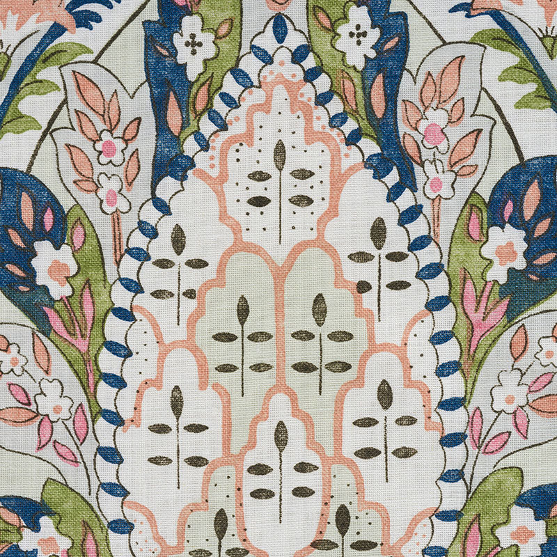 Schumacher Layla Paisley Multi Fabric - Eade's Wallpaper