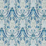 Schumacher Layla Paisley Blue & Green Fabric - Eade's Wallpaper