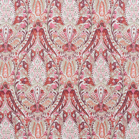 Schumacher Layla Paisley Plum & Pink Fabric - Eade's Wallpaper