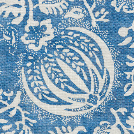Schumacher Pomegranate Print Indigo Fabric - Eade's Wallpaper