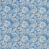 Schumacher Pomegranate Print Indigo Fabric - Eade's Wallpaper