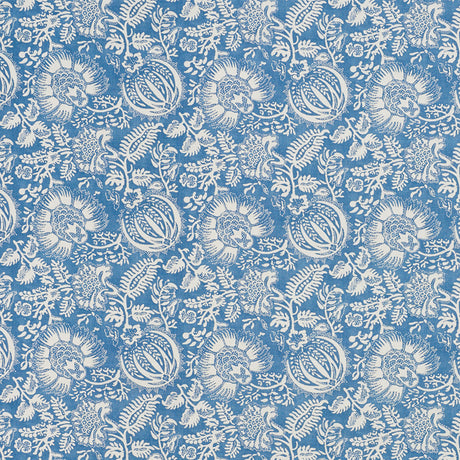 Schumacher Pomegranate Print Indigo Fabric - Eade's Wallpaper