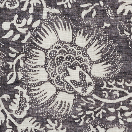 Schumacher Pomegranate Print Charcoal Fabric - Eade's Wallpaper