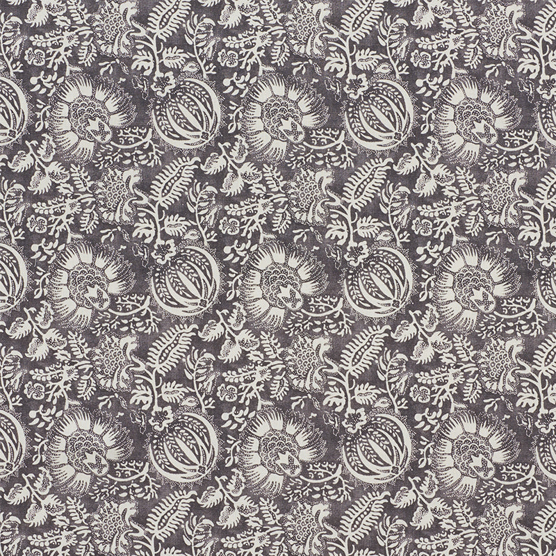 Schumacher Pomegranate Print Charcoal Fabric - Eade's Wallpaper
