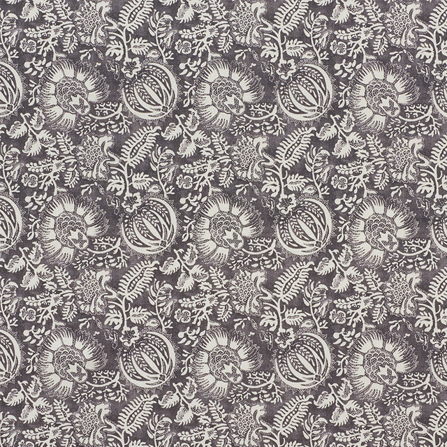 Schumacher Pomegranate Print Charcoal Fabric - Eade's Wallpaper