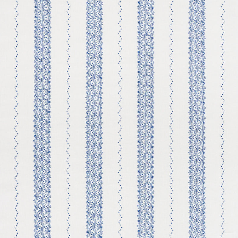 Schumacher Nauset Stripe Indigo Fabric - Eade's Wallpaper