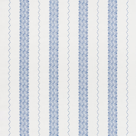 Schumacher Nauset Stripe Indigo Fabric - Eade's Wallpaper