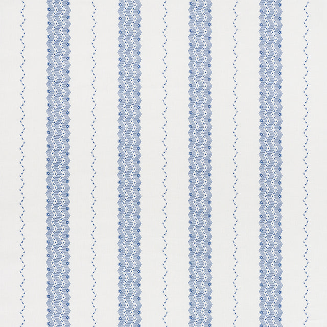Schumacher Nauset Stripe Indigo Fabric - Eade's Wallpaper