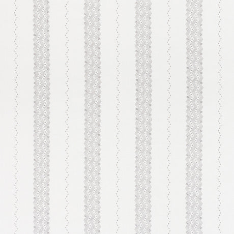 Schumacher Nauset Stripe Grey Fabric - Eade's Wallpaper