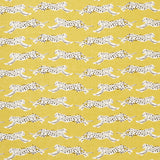 Schumacher Leaping Leopards Yellow Fabric - Eade's Wallpaper