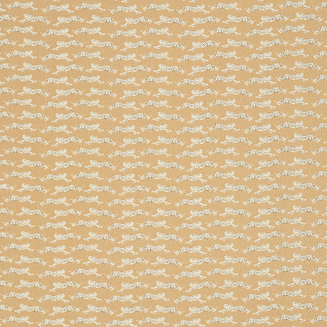 Schumacher Leaping Leopards Sand Fabric - Eade's Wallpaper