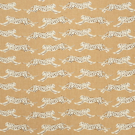 Schumacher Leaping Leopards Sand Fabric - Eade's Wallpaper
