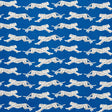 Schumacher Leaping Leopards Blue Fabric - Eade's Wallpaper