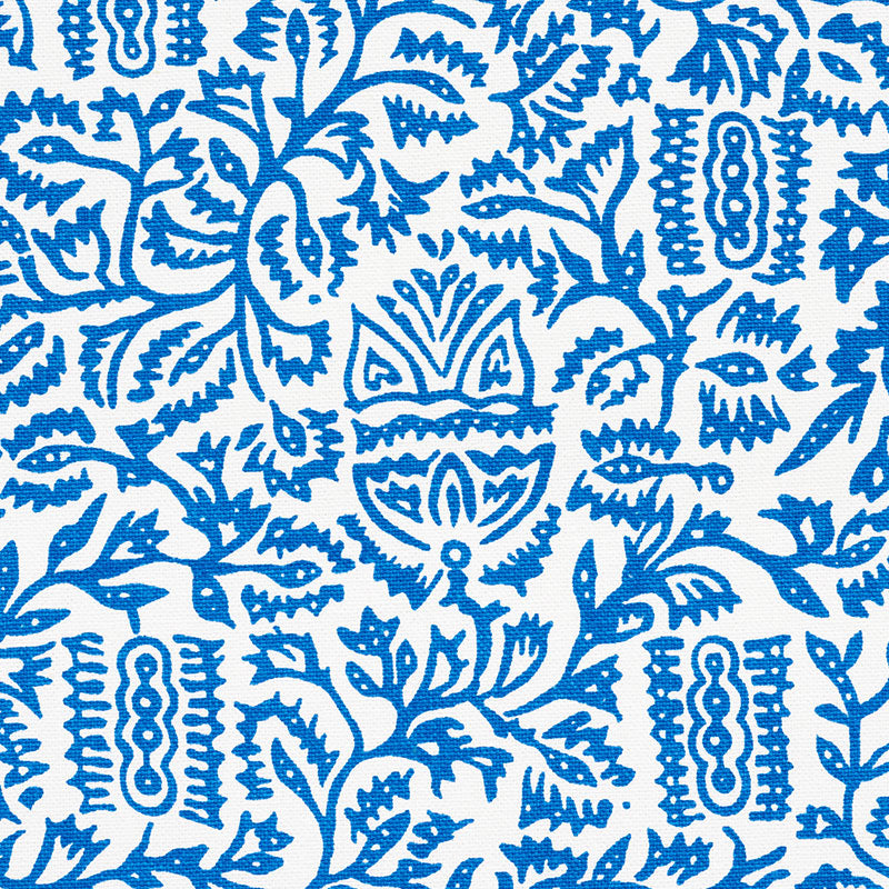 Schumacher Morris Blue Fabric - Eade's Wallpaper