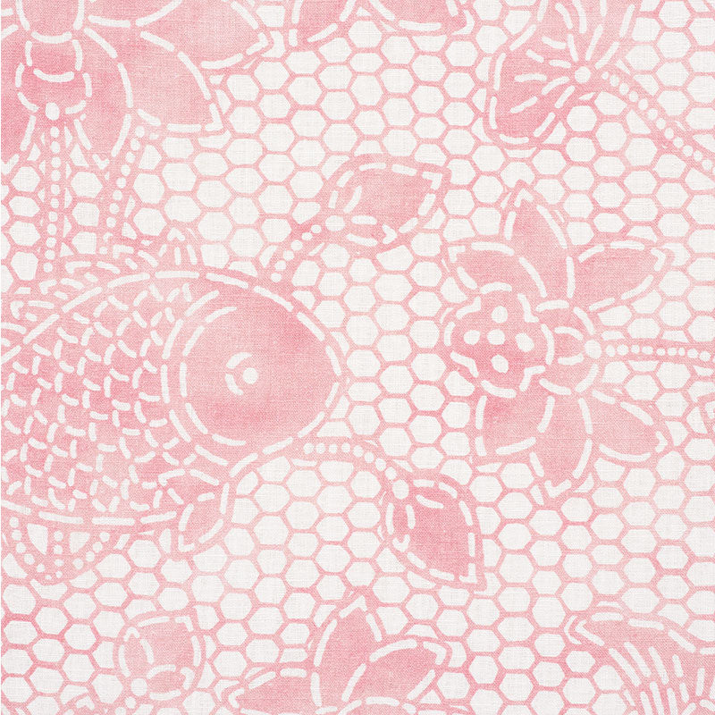 Schumacher Lotus Batik Pink Fabric - Eade's Wallpaper