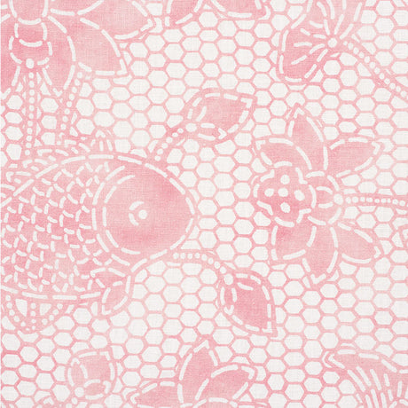 Schumacher Lotus Batik Pink Fabric - Eade's Wallpaper