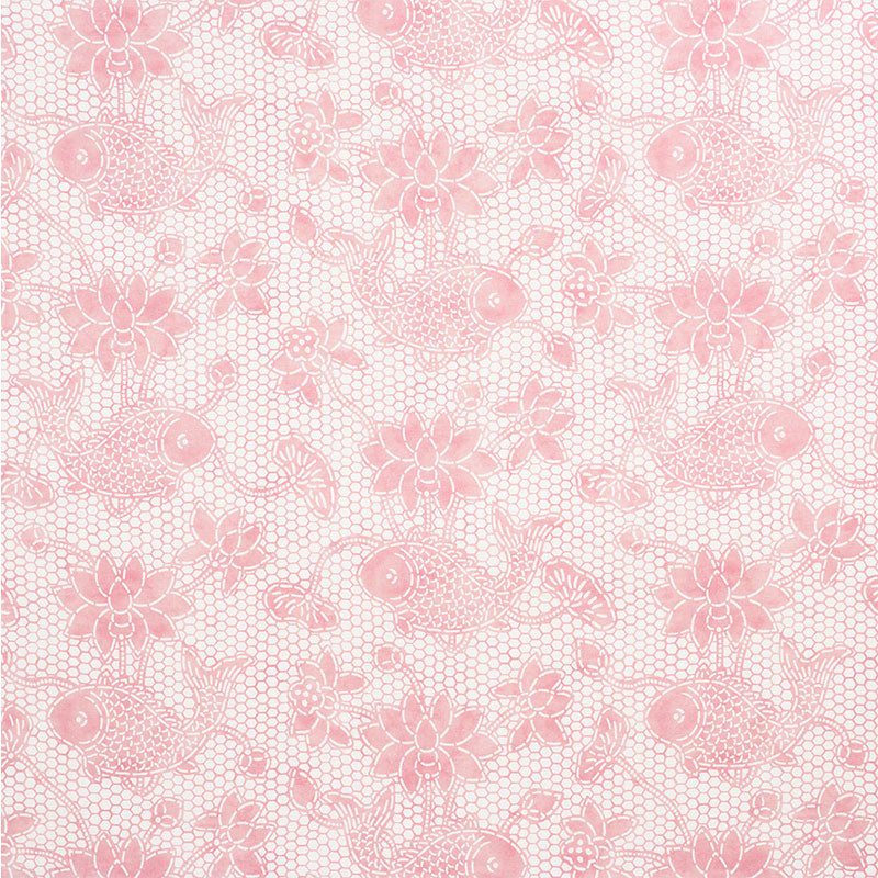 Schumacher Lotus Batik Pink Fabric - Eade's Wallpaper