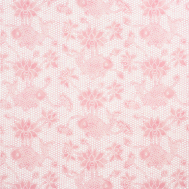 Schumacher Lotus Batik Pink Fabric - Eade's Wallpaper