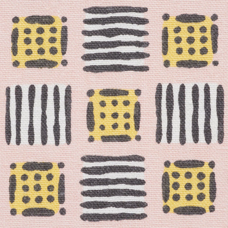 Schumacher Mottley Grid Pink Lemonade Fabric - Eade's Wallpaper