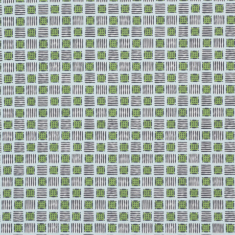 Schumacher Mottley Grid Sky & Putting Green Fabric - Eade's Wallpaper