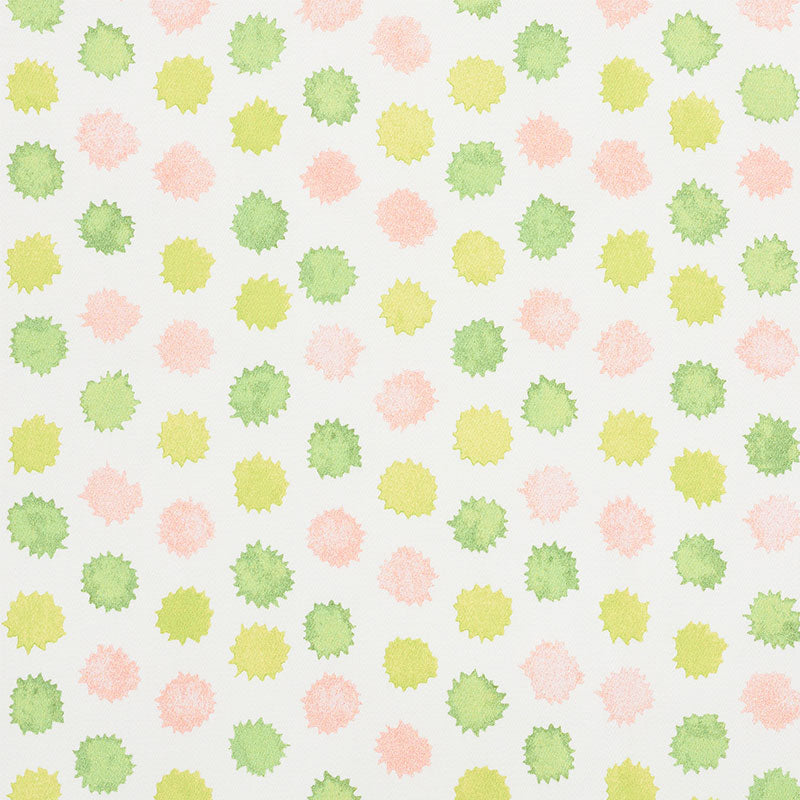 Schumacher Mini Bursts Pink & Leaf Fabric - Eade's Wallpaper