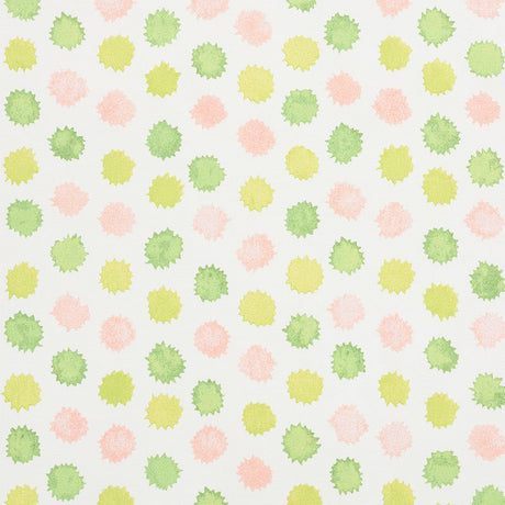 Schumacher Mini Bursts Pink & Leaf Fabric - Eade's Wallpaper