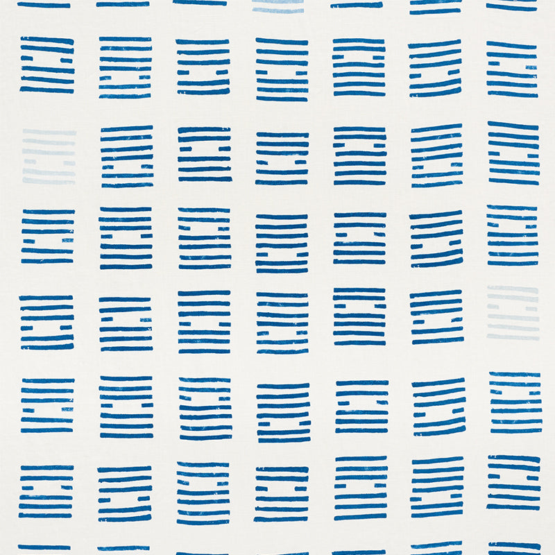Schumacher Tiasquam Blue Fabric - Eade's Wallpaper