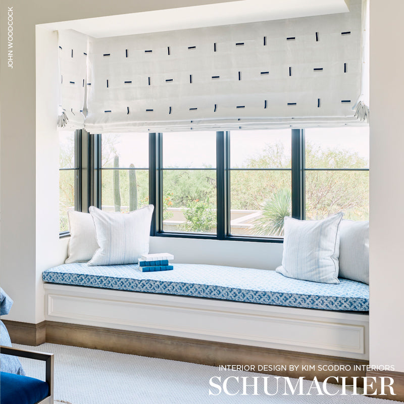 Schumacher Icehouse Prussian & Grey Fabric