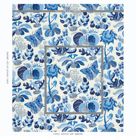 Schumacher Exotic Butterfly Indoor/Outdoor Marine Fabric