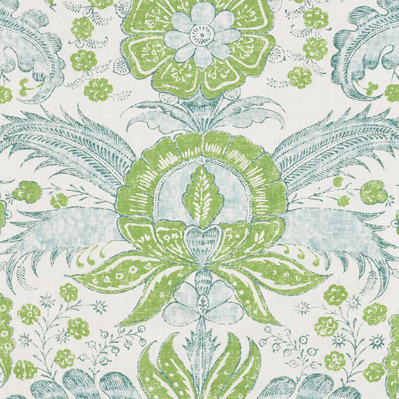 Schumacher 178101 CALICUT in LEAF Fabric - MALABAR HILL