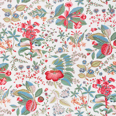 Schumacher Pomegranate Botanical Document Fabric - Eade's Wallpaper