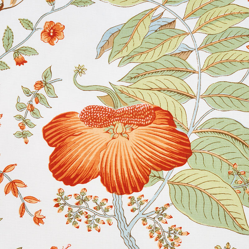 Schumacher Pomegranate Botanical Orange Fabric - Eade's Wallpaper
