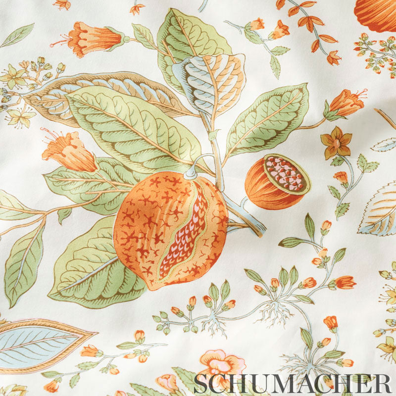 Schumacher Pomegranate Botanical Orange Fabric - Eade's Wallpaper