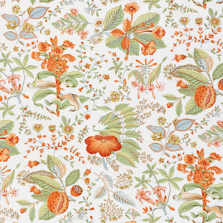 Schumacher Pomegranate Botanical Orange Fabric - Eade's Wallpaper