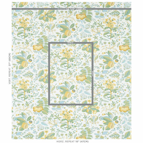 Schumacher Pomegranate Botanical Citron Fabric - Eade's Wallpaper