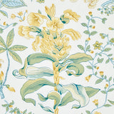Schumacher Pomegranate Botanical Citron Fabric - Eade's Wallpaper