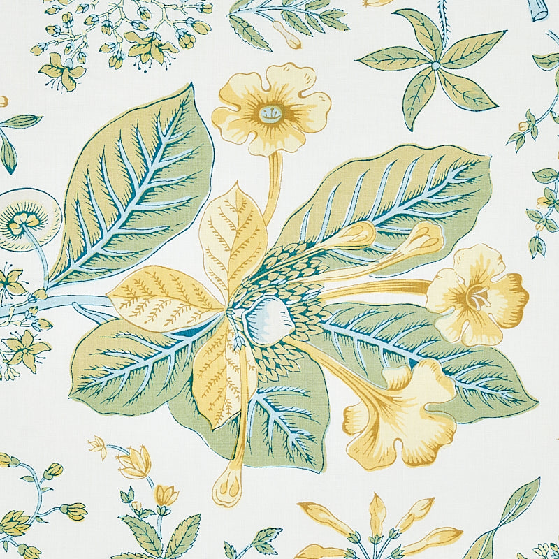 Schumacher Pomegranate Botanical Citron Fabric - Eade's Wallpaper