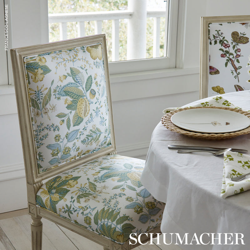 Schumacher Pomegranate Botanical Citron Fabric - Eade's Wallpaper