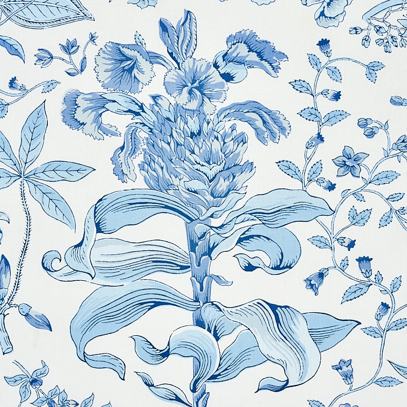 Schumacher Pomegranate Botanical Blue Fabric - Eade's Wallpaper