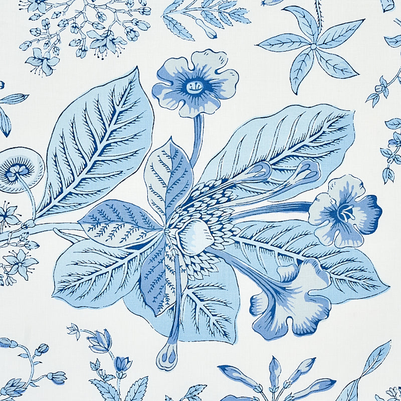 Schumacher Pomegranate Botanical Blue Fabric - Eade's Wallpaper